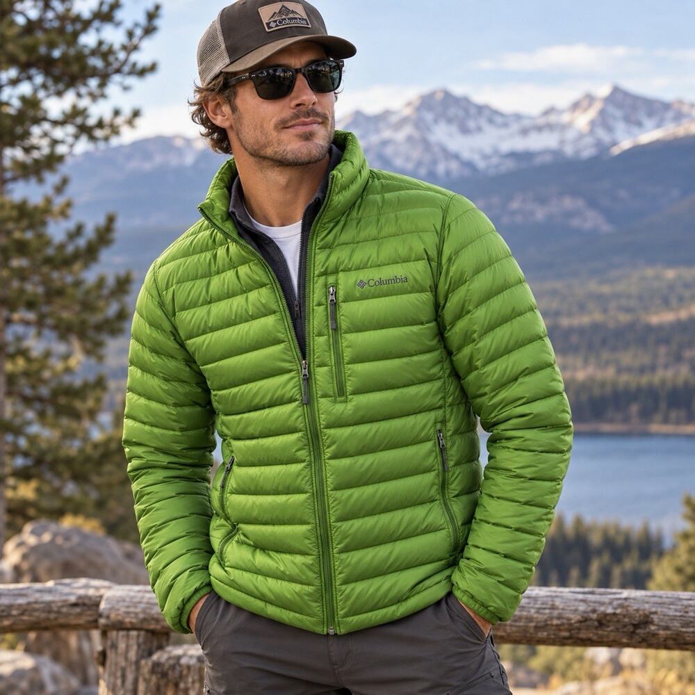 Columbia Compactor 800 Fill Goose Down Omni-Heat Puffer Jacket Green Men’s S